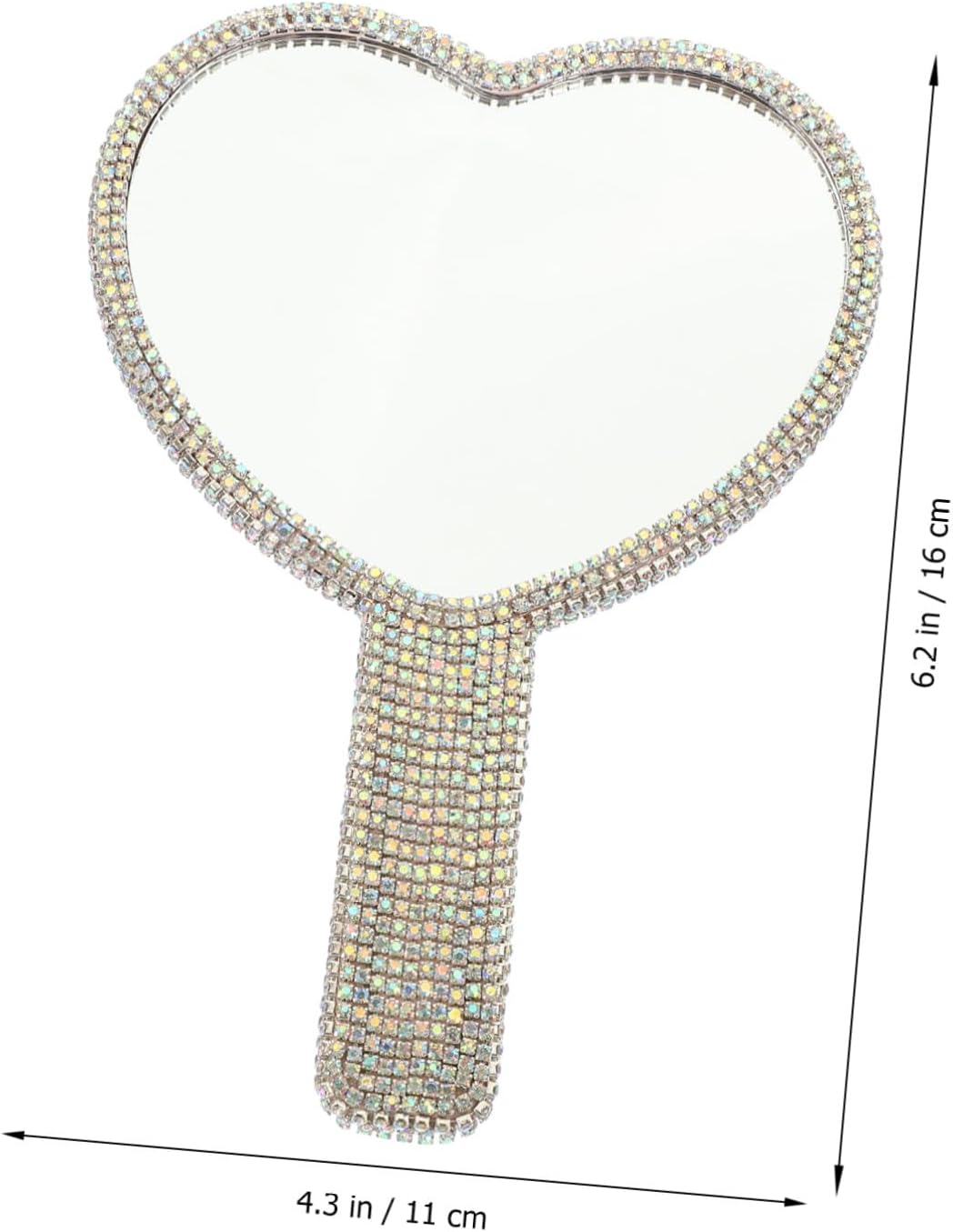 Beavorty Rhinestone Handheld Makeup Mirror Portable Hand Mirror for Women Cosmetic Vanity for Travel Hairdressing and Daily Use 6.29 X 4.33 X 0.47 in 1 Piece
