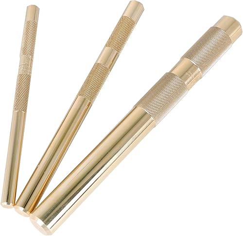 Miniatura 4 de Juego de 3 punzones de latón moleteados de deriva, juego de punzones de cincel para 3/4 pulgadas 1/2 pulgadas 3/8 pulgadas 61360