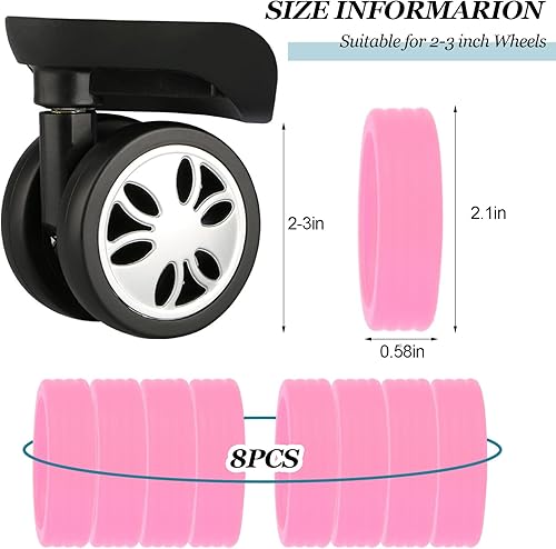 Miniatura 3 de hautllaif 8 piezas cubiertas de rueda de equipaje, cubierta protectora de rueda de maleta portátil cubiertas coloridas de silicona para ruedas de