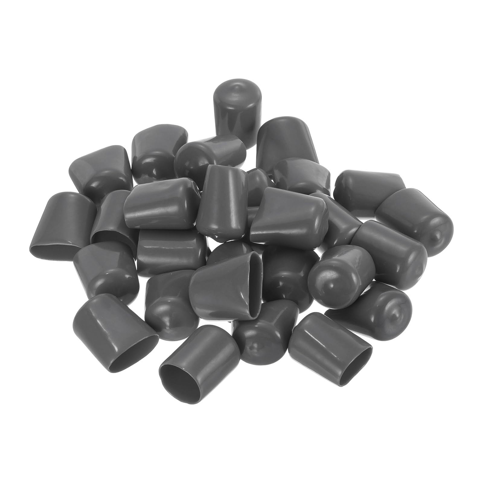 uxcell 50pcs Rubber End Caps 19mm(3/4 inch) ID Vinyl PVC Round Tube Bolt Cap Cover Screw Thread Protectors Dark Grey