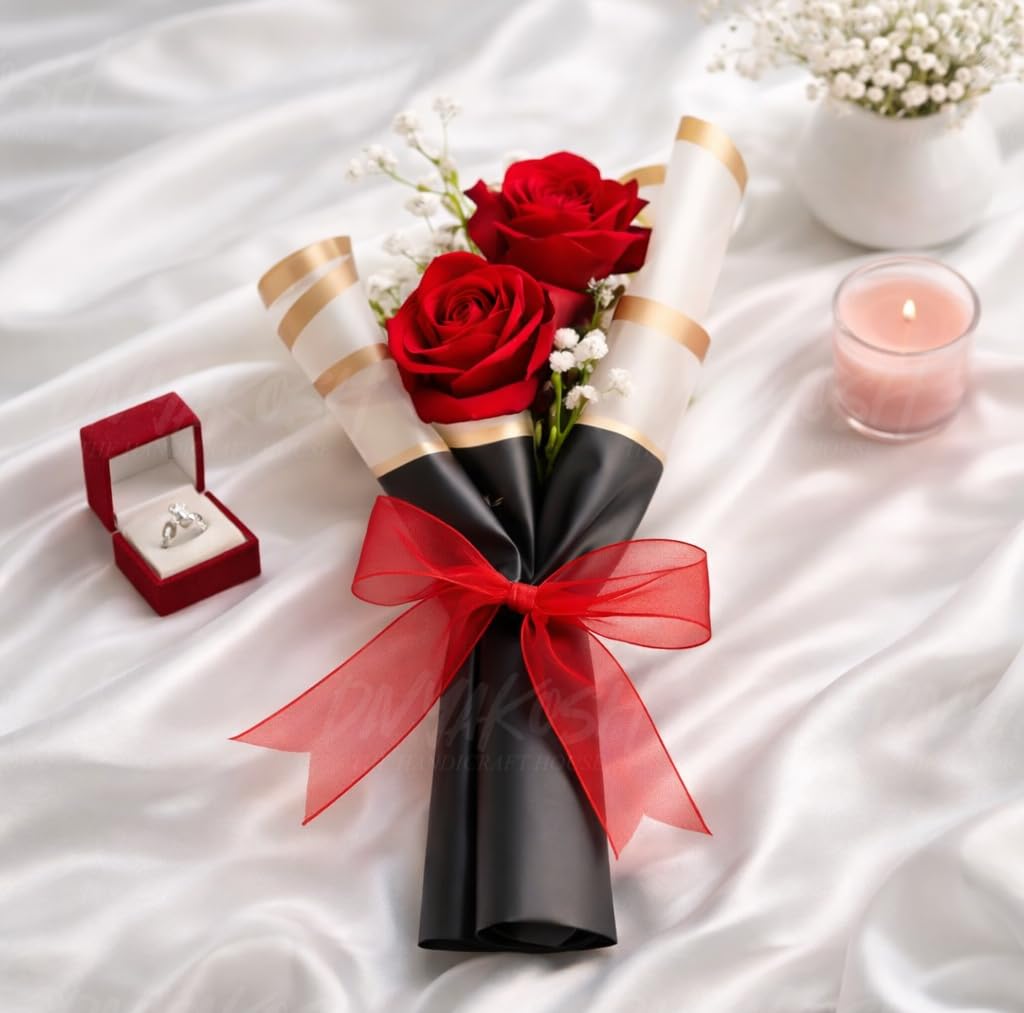 Divyakosh Artificial Flowers for Home Decoration, Flora for Decor | 1 Pcs Artificial Flower Bouquet for Him Her Girlfriend Boyfriend Wife Husband | Romantic Decor for Anniversary, Wedding, Birthday |