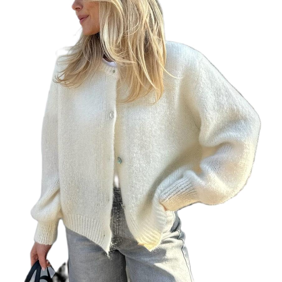 Women Y2k Cardigan Sweater Crew Neck Button Up Knit Cardigan Cropped Lightweight Sweater Fall Streetwear