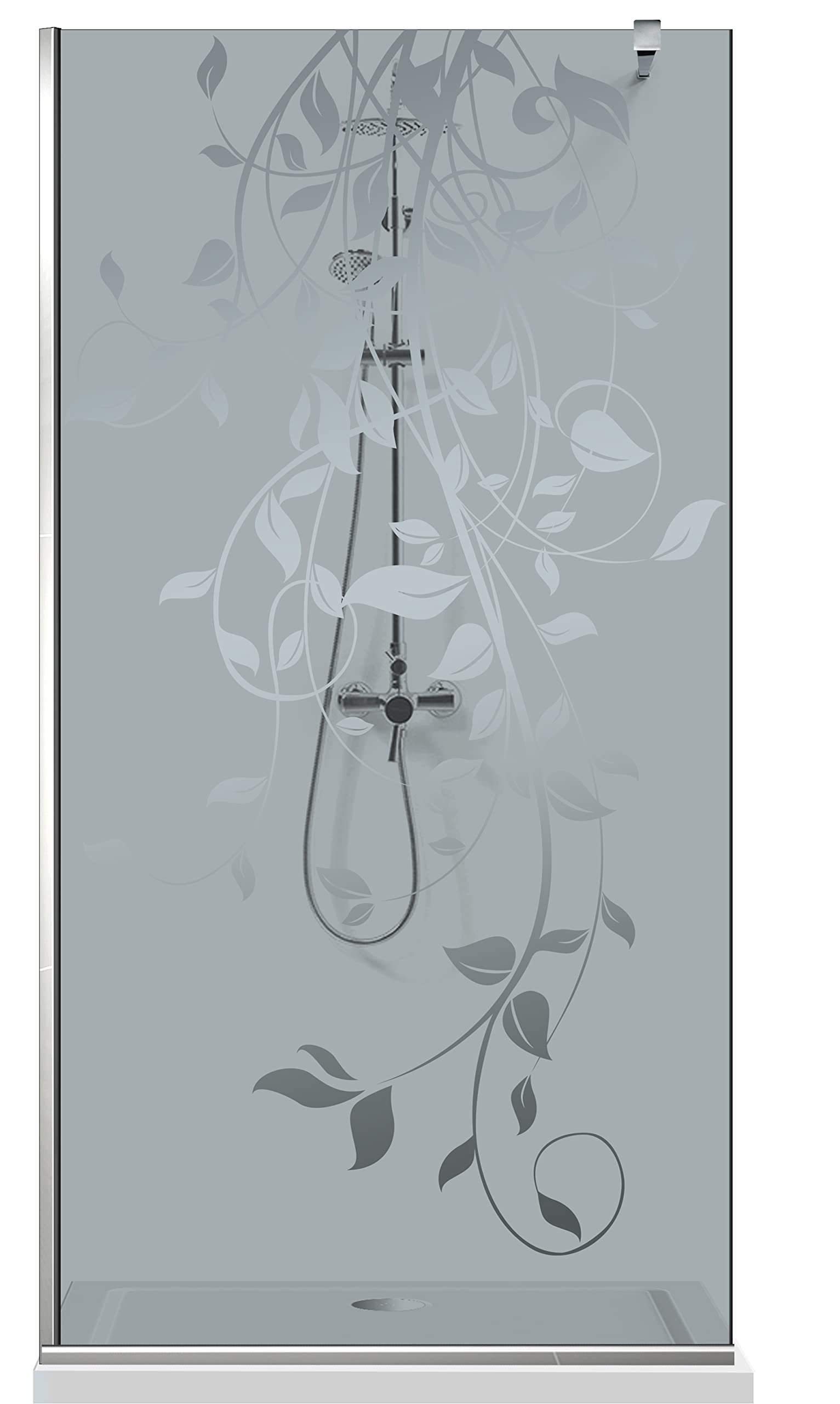 Aqua Roy Modell INOX Tanz 100 cm ab 70/80/90/100/110/120 Duschabtrennung grau Glasscheibe 8 mm transparent nano beschichtet sandgestrahlt Muster Edelstahl (100x195 cm)