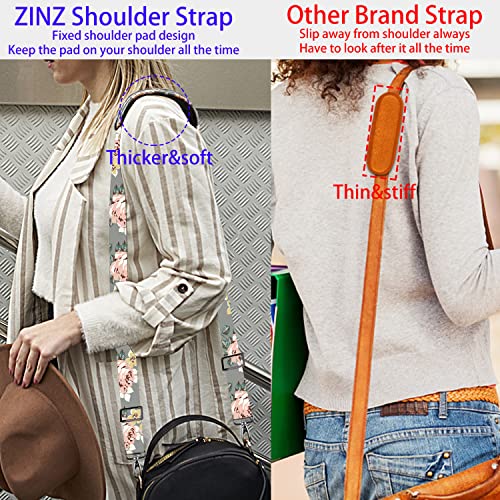 Image of ZINZ 79 inch Shoulder Strap, Extra-thick Fixed Cushion Pad and Dual Clasps Universal Replacement Strap with Metal Swivel Hooks for Laptop Bags, Luggage Bags, Camera, Crossbody (200cm,Light Rose)