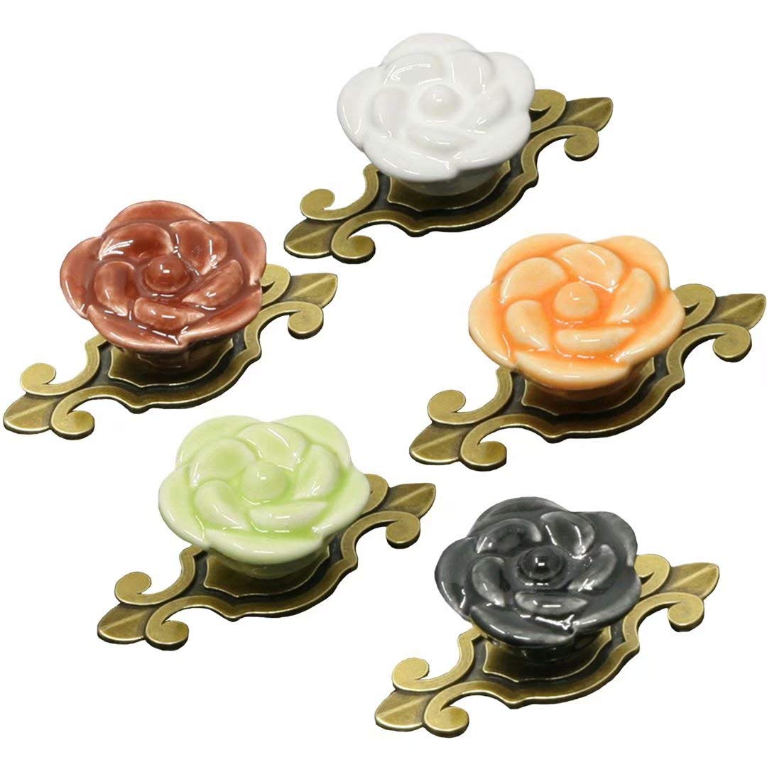 Klamki do drzwi, ceramiczne klamki do drzwi, uchwyt do szafki, ceramiczne drzwi do szafy ciągnie klamki do drzwi szuflady szafki, 10 szt (Color : Oranje, Size : Style B)