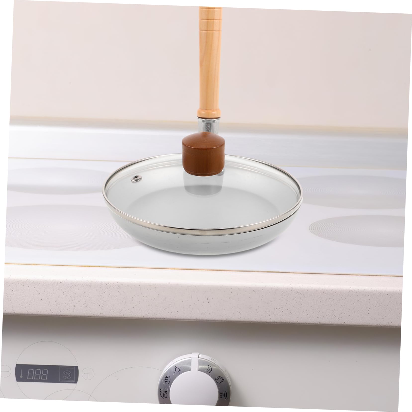 PRETYZOOM Padella Giapponese Mini Antiaderente con Coperchio, Manico in Legno e Vetro Temperato, per Tamagoyaki e Oyakodon in Cucine Piccole