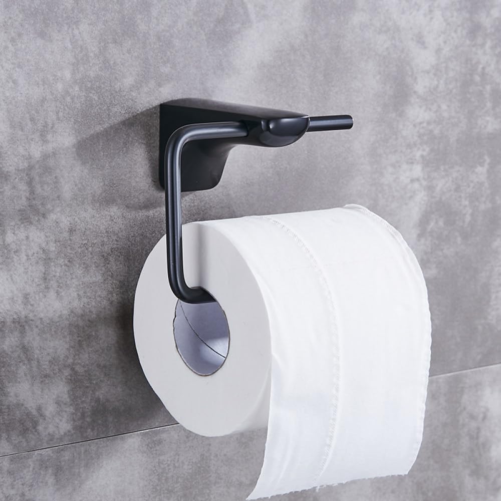 Juego de Hardware de baño Negro Toelel de Toallas Negras Barra del Estante Soporte de Papel Soporte para Cepillo de Dientes Accesorios de baño platosos, Gancho de Papel