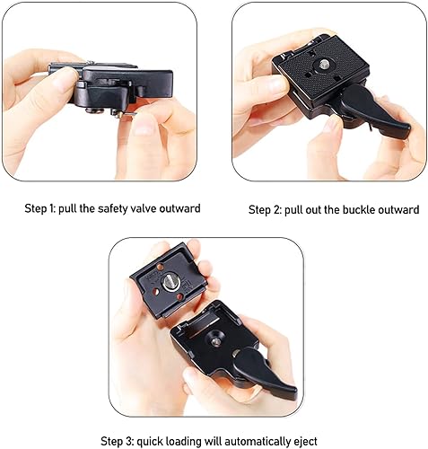 Miniatura 7 de Adaptador de placa de liberación rápida para trípode de cámara con tornillo de 14 pulgadas, adaptador de montaje de cámara 200PL-14 323 para