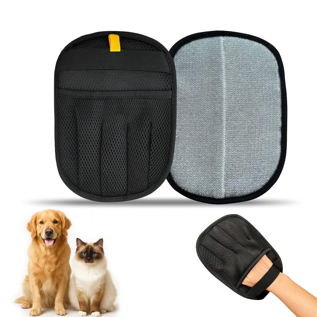 Pet Hair Removal Glove & Mitt for Couch, Furniture & Car Seat, Electrostatic 5-Finger Pet Hair Remover Tool for Dogs & Cats, Reusable Lint & Fur Remover for Carpet, Sofa & Clothing (1 Pack)