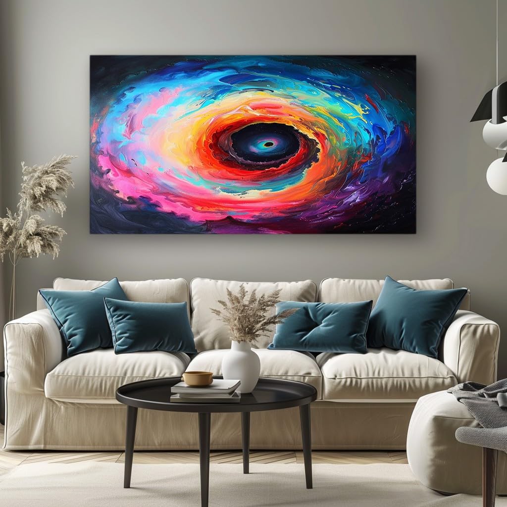 MKBKLI Paintings for Living Room Colorful Swirl Abstract Large Canvas Wall Art, Contemporary Decorative Picture for Lounge, Bedroom and Interior Design 60x120cm