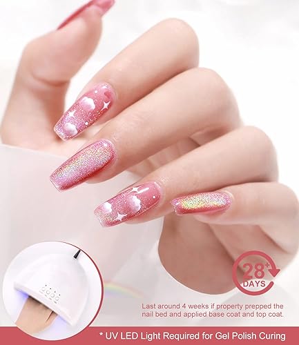 Miniatura 9 de Esmalte de uñas de gel de 0.5 fl oz0.5 fl oz holográfico morado 9D ojo de gato brillante brillante esmalte de uñas con palo magnético para salón de