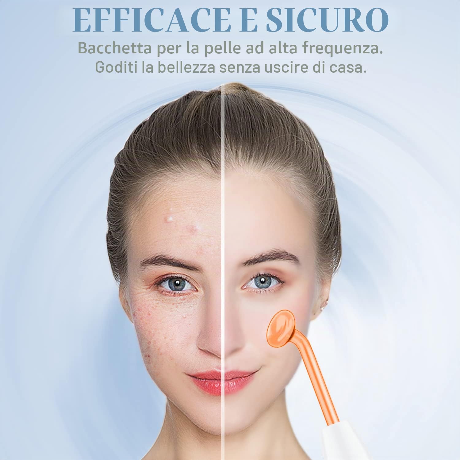 Portatile Alta Frequenza Viso Professionale - TUMAKOU 4 in 1 Elettroterapia Massaggiatore Facciale per Rimozione dell'Acne, Rughe, Linee Sottili, Gli occhi gonfi, Rafforzamento della pelle