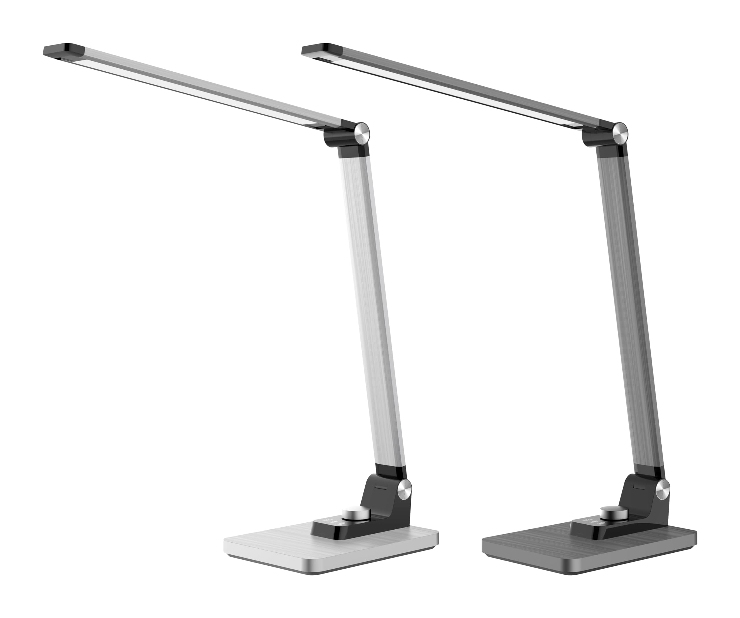 Hansa LED Tischleuchte Breeze silber gebürstet, stufenlos dimmbar, 3 Farbtemperaturen, 3000-5800 Kelvin, Memory-Funktion, Abschaltfunktion, Drehknopf
