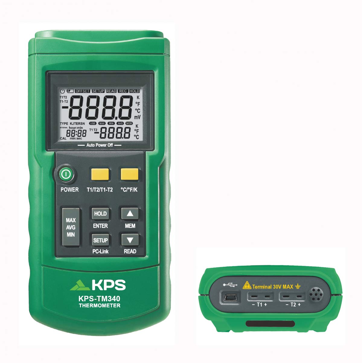 KPS-TM340 TERMÓMETRO DIGITAL 2 CANALES Y REGISTRO