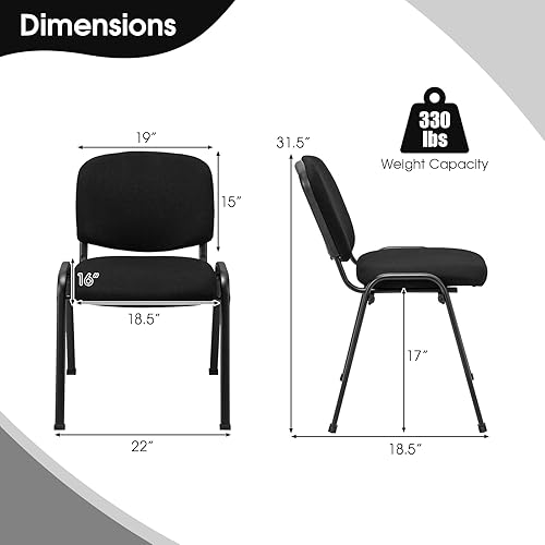 Miniatura 3 de COSTWAY Juego de 5 sillas de sala de espera, sillas de conferencias apilables con asiento y respaldo tapizados, sillas ergonómicas de recepción de