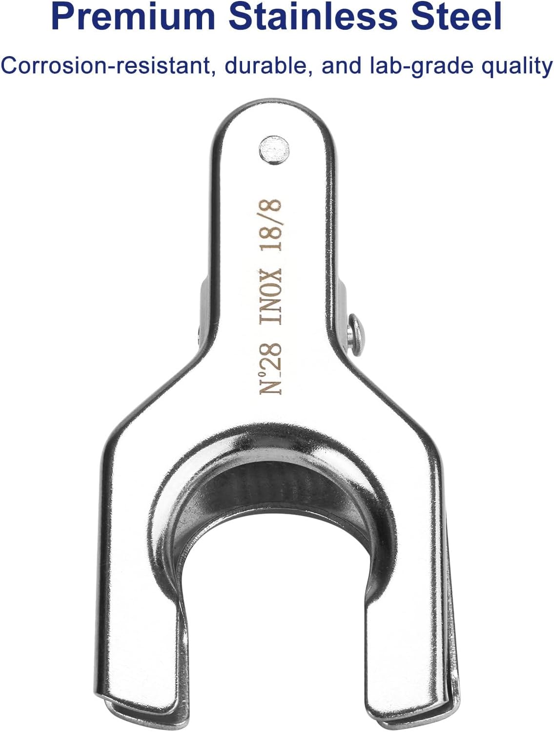 Spherical Pinch Clamp with Screw Locking Nut, Stainless Steel Clamp Spherical Joint Connections, Laboratory Tool for Glassware, Distillation and Reflux Setups, Size 28