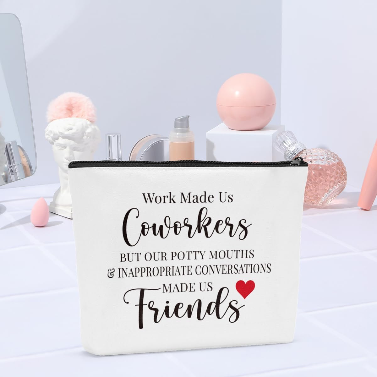 6PCS Work Besties Gifts for Women Work Anniversary Makeup Pouch Funny Coworker Gifts for Women Mothers Day Gag Birthday Going Away Gift for Coworkers Colleague Cosmetic Bag - Image 4