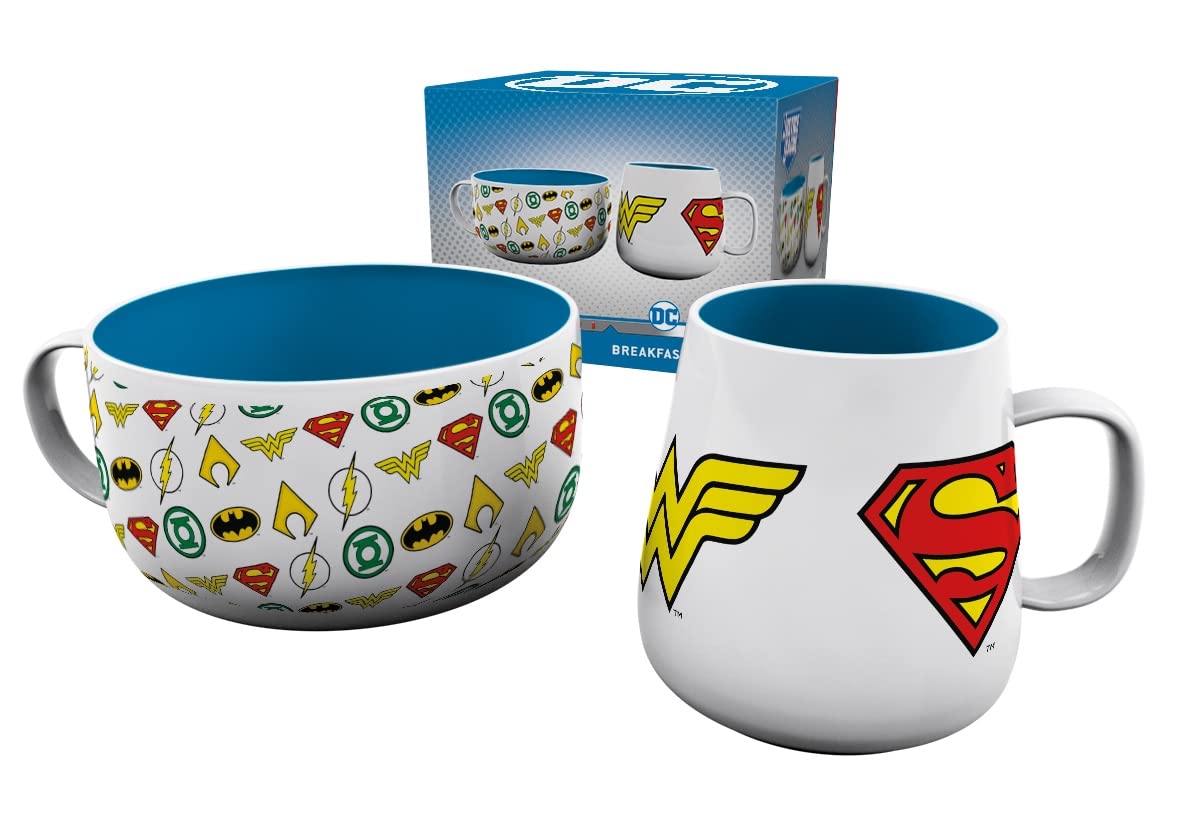 Set petit-déjeuner Logos DC Comics bol et mug en céramique pour collectionneur