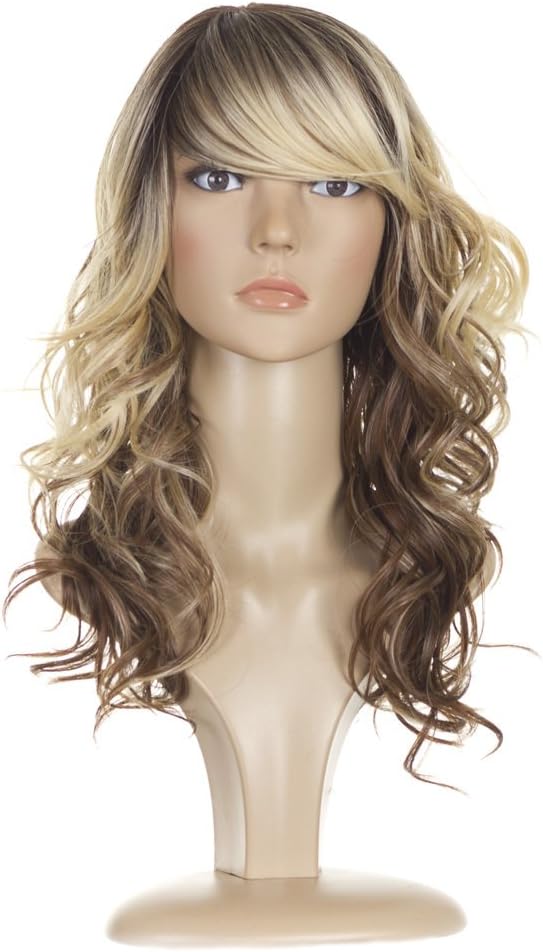 Magic Wig World two tone BlondeBrown Ombre Curly Wave Sprial Afro Fashion Wig