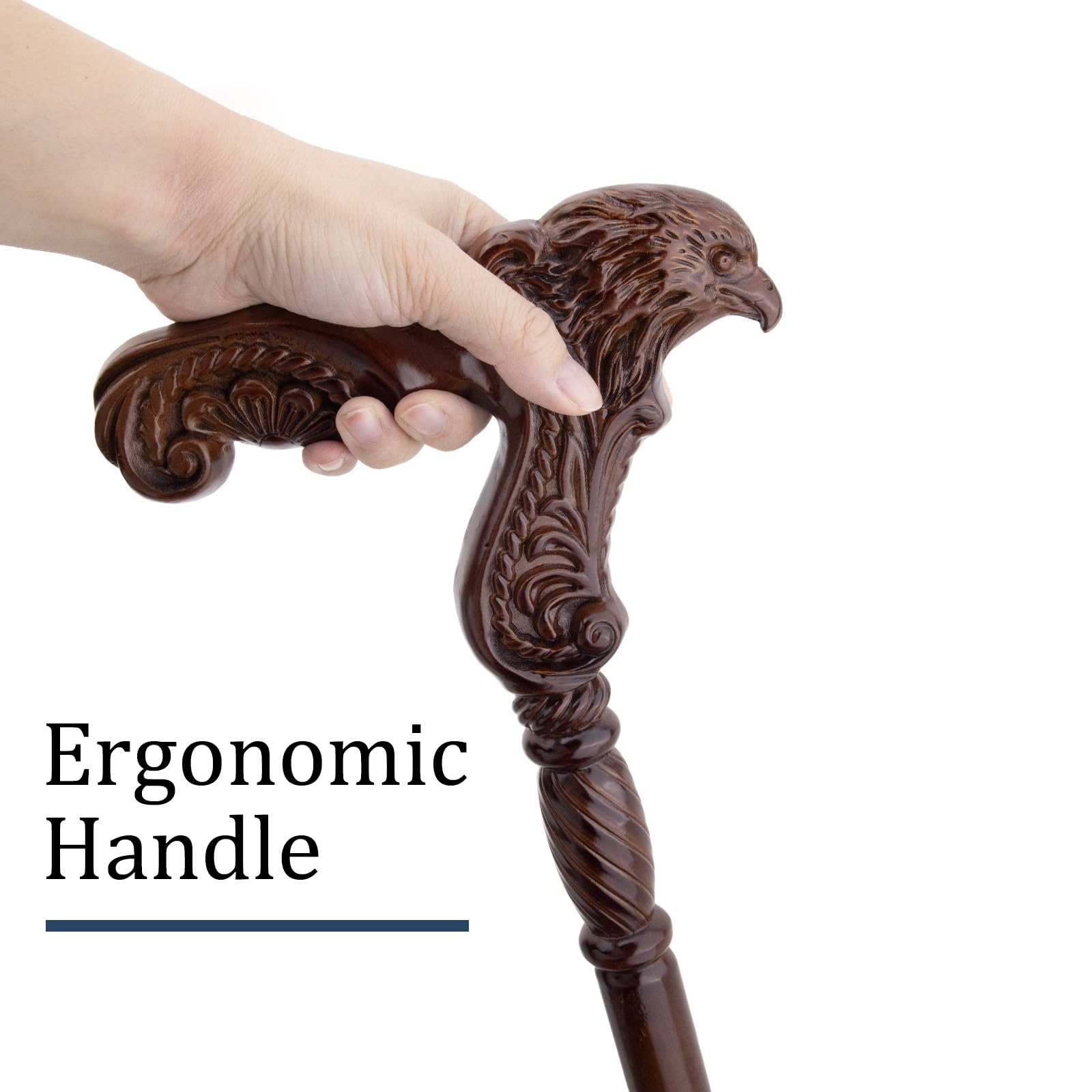 Bastoni da Passeggio In Legno con Motivo Aquila, con Impugnatura Ergonomica e Punta in Gomma Antiscivolo, Bastone Decorativo di Lusso Cospaly per Uomo e Donna 95 Cm