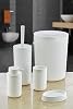 Deconox 5 Piece Luxury Plastic Bathroom Set 7 Liter Touch Trash Can, Antibacterial Brush (Black-Grey) (WHITE)