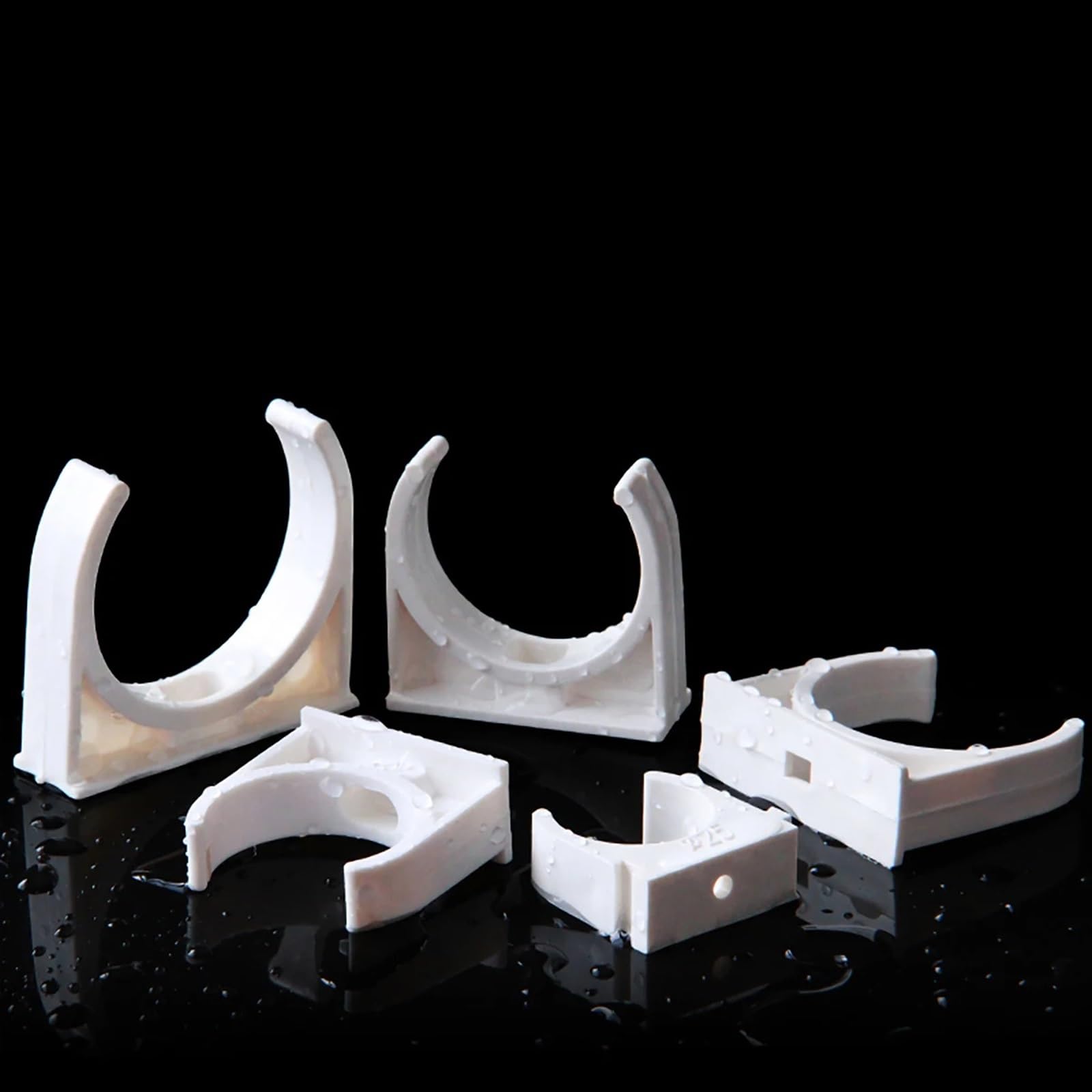 Clips de conducto de PVC, 5 abrazaderas de tubo de PVC tipo U, soporte de tubo de plástico de 20/25/32/40/50 mm, accesorios de riego de jardín (blanco, 25 mm)