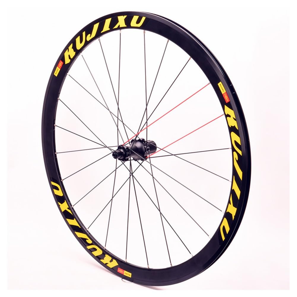 Juego De Ruedas De Bici De Carretera 700C 38mm Ruedas Traseras Y Delanteras De Frenos De C/V Llantas De Aluminio Ultraligeras 8-11 Velocidades Buje De Liberación Rápida Accesorios De Bici(Geel)