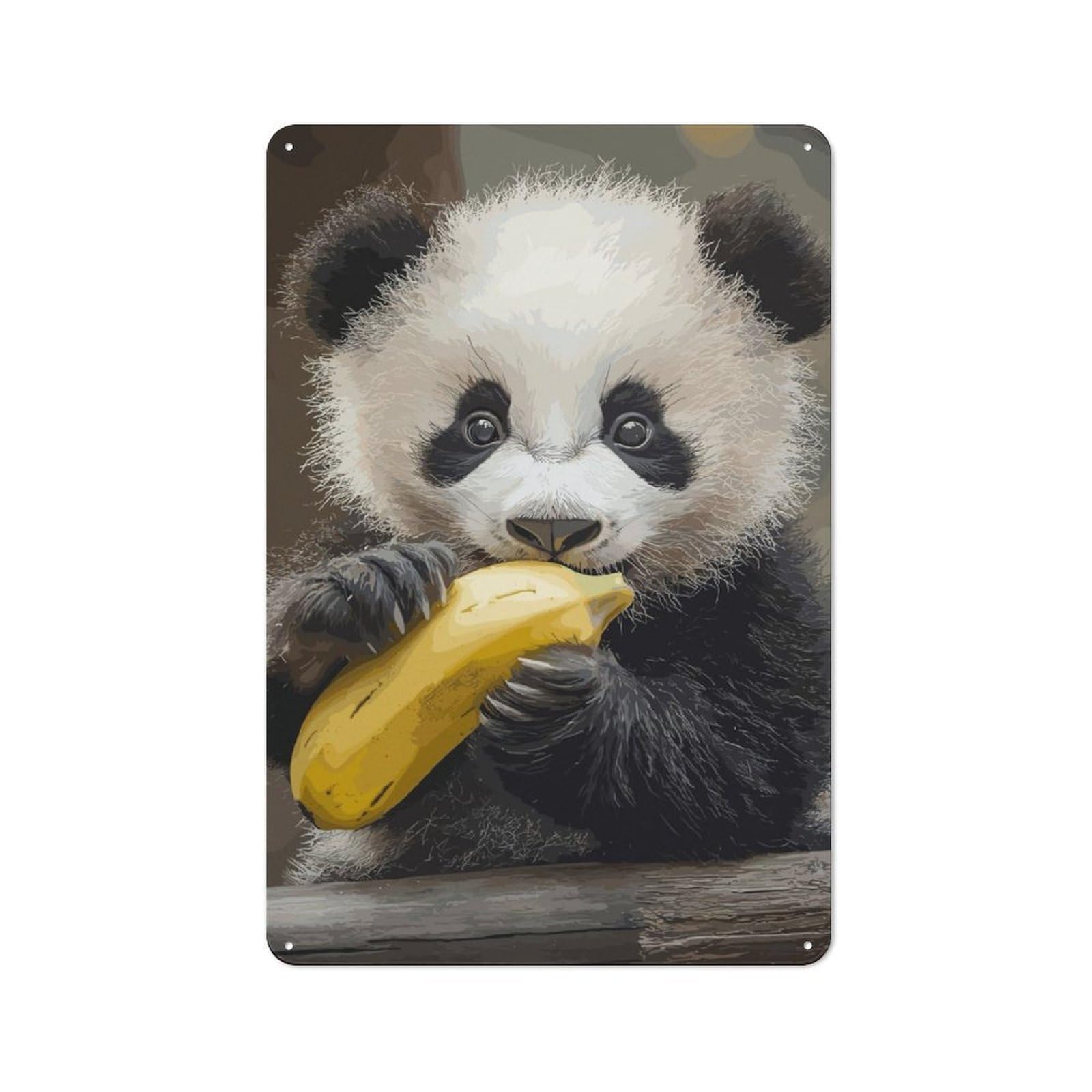 Junmoney Cute Panda Vintage Tin Wall Plaque 30X20cm For Hallway Wall, For Kitchen, Dining Room And Home Bar Wall Decor