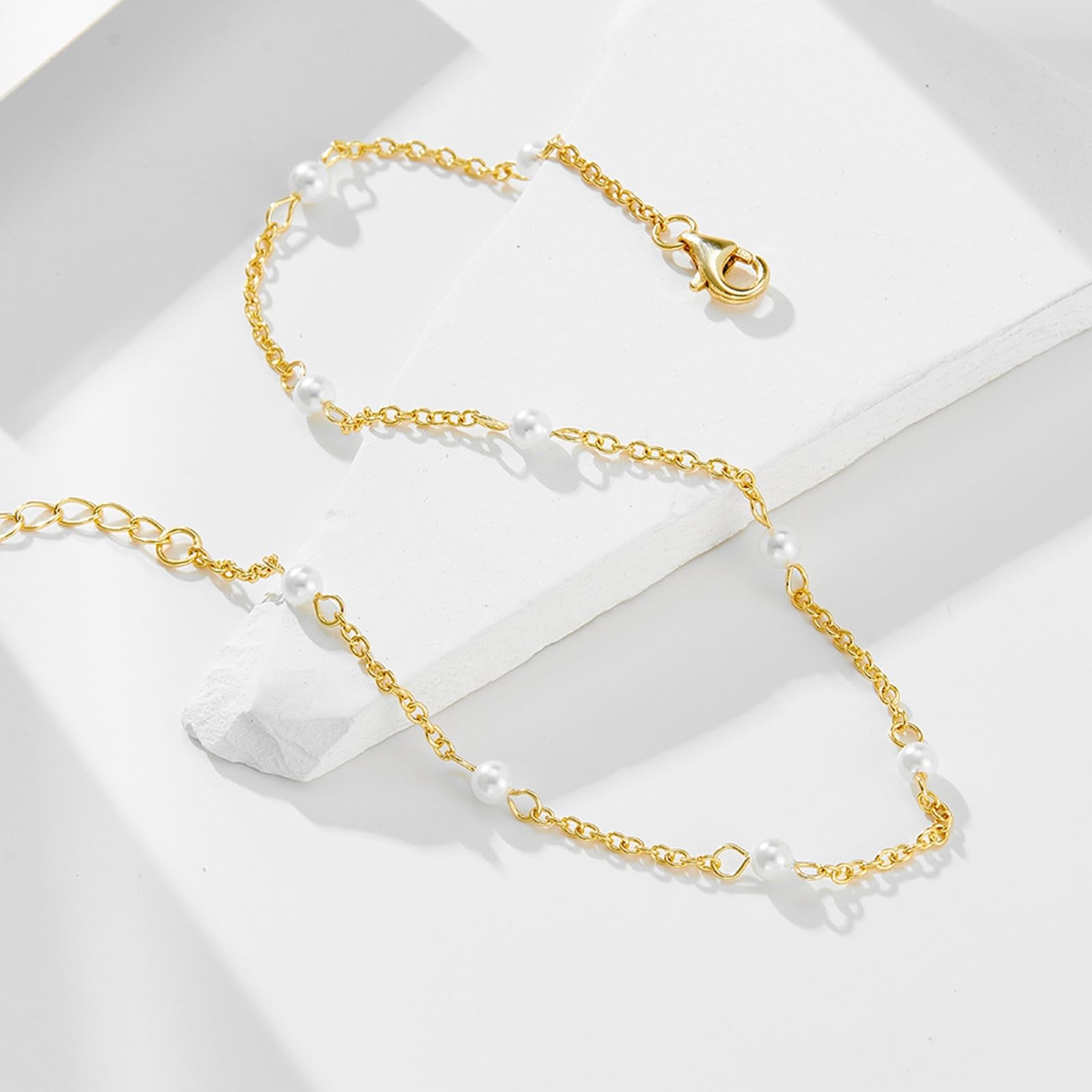 Tobillera de oro para mujer de 18 quilates, sin perlas de piedras preciosas, delicada para ella, oro amarillo de 9/14/18 quilates