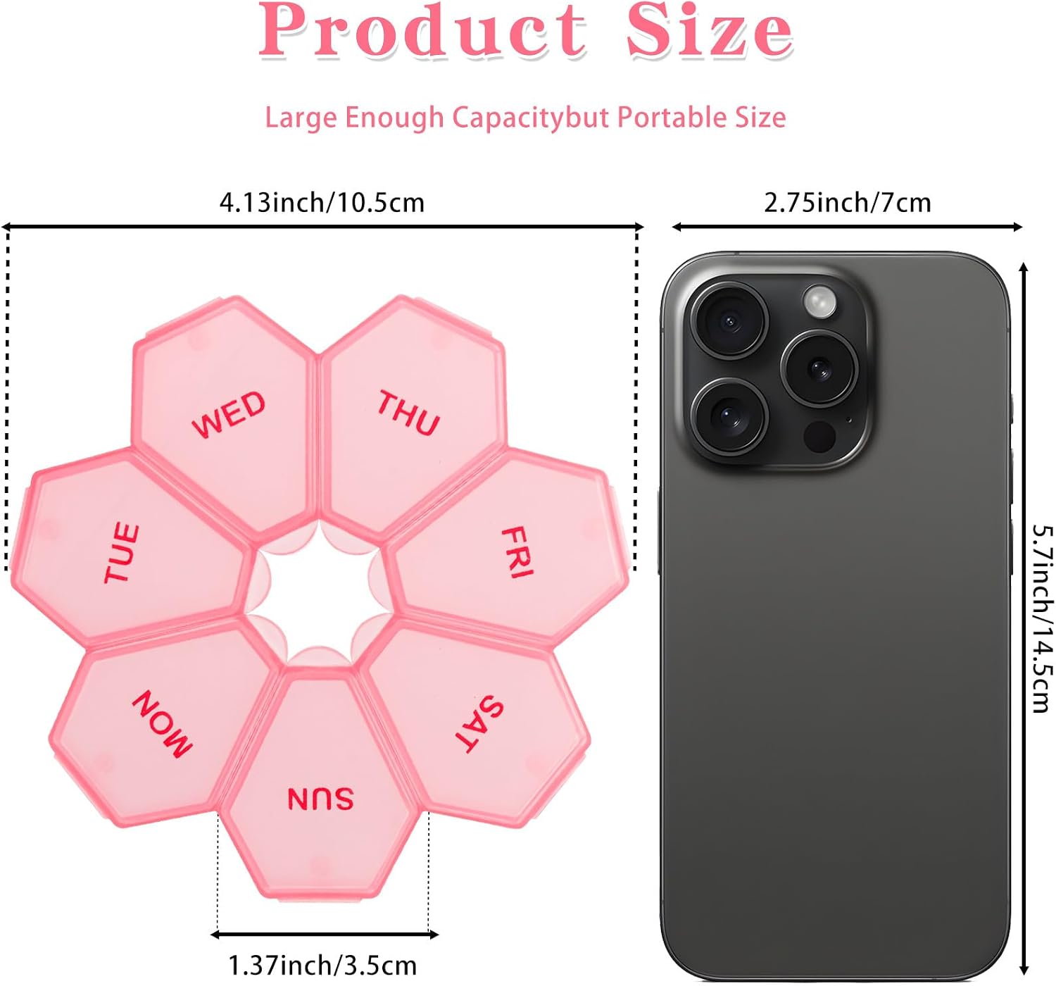 [2Pack] 7-Day Weekly Pill Organizer,Daily Vitamin Pill Case,Travel Pill Box