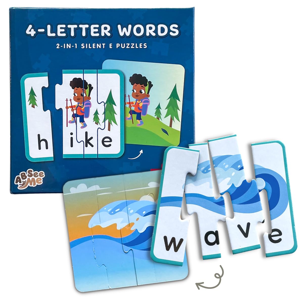 Amazon.com: ABSee Me 4 Letter Silent E Words Spelling Puzzle - 15