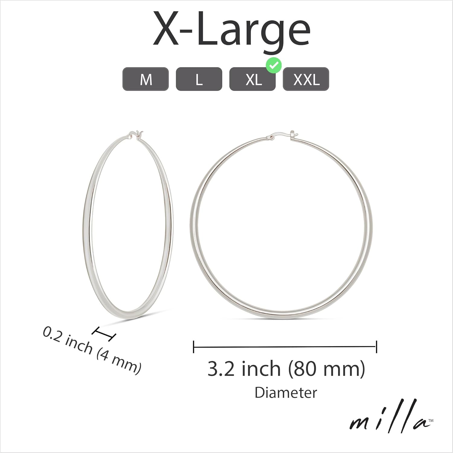 MILLA 14K Gold Hoop Earrings For Women, Silver Hoop Earrings & Rose Gold Earrings with Graduated Curvature - Image 3