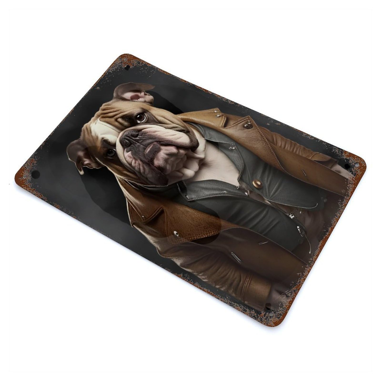 Bulldog Dod Portrait Decorative Tin Sign 11.8"x7.9", for Bistro, Counter And Cafe Decor, Classic Wall Plaque