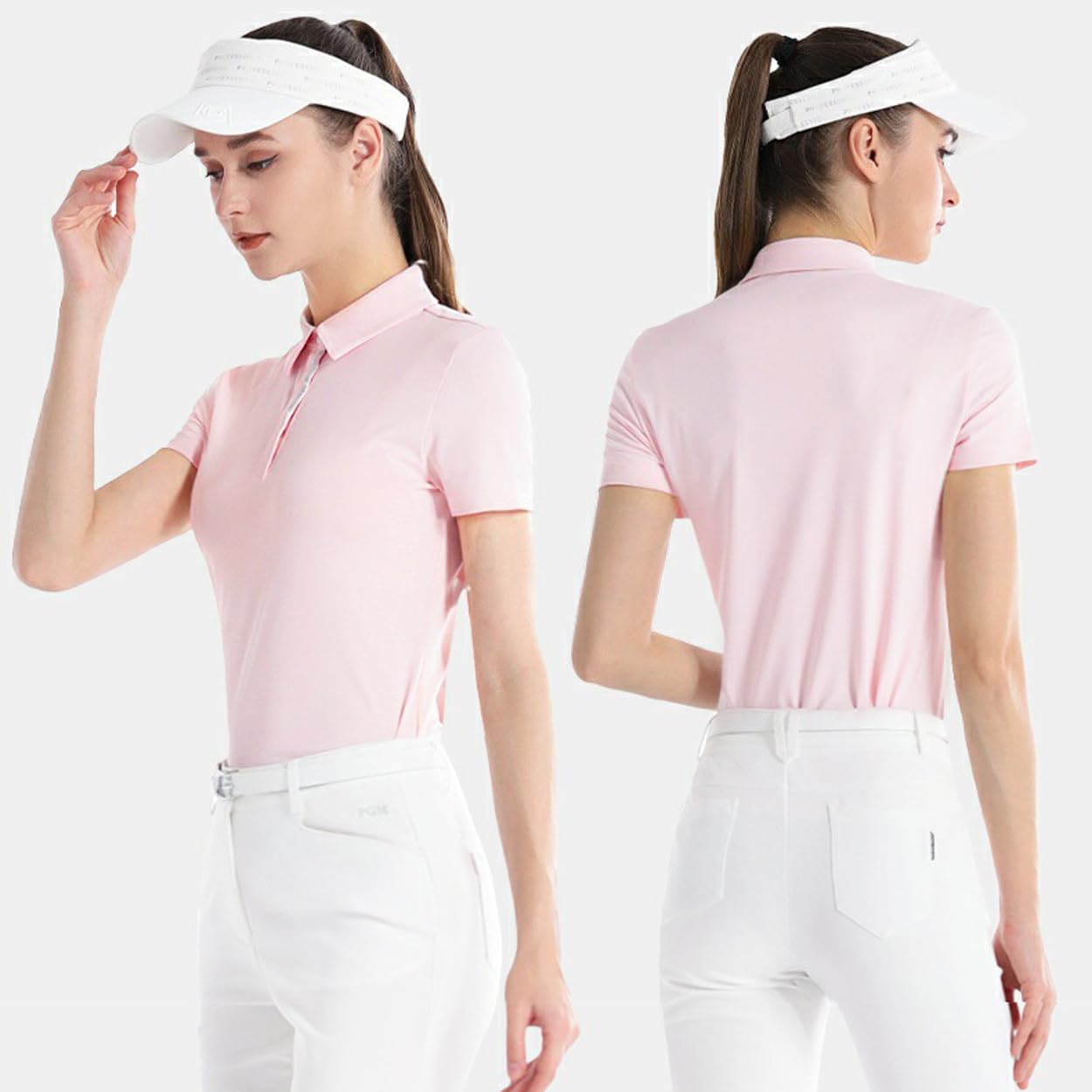 LANGWEI Polo da Golf da Donna Estiva Ad Asciugatura Rapida con Risvolto Sottile A Maniche Corte Maglietta Sportiva Casual