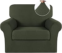 Vista 84 de Turquoize - Fundas de sillas de 2 piezas, fundas de sofá, funda de sillón con reposabrazos, protector lavable para sillas, tela jacquard gruesa Cian