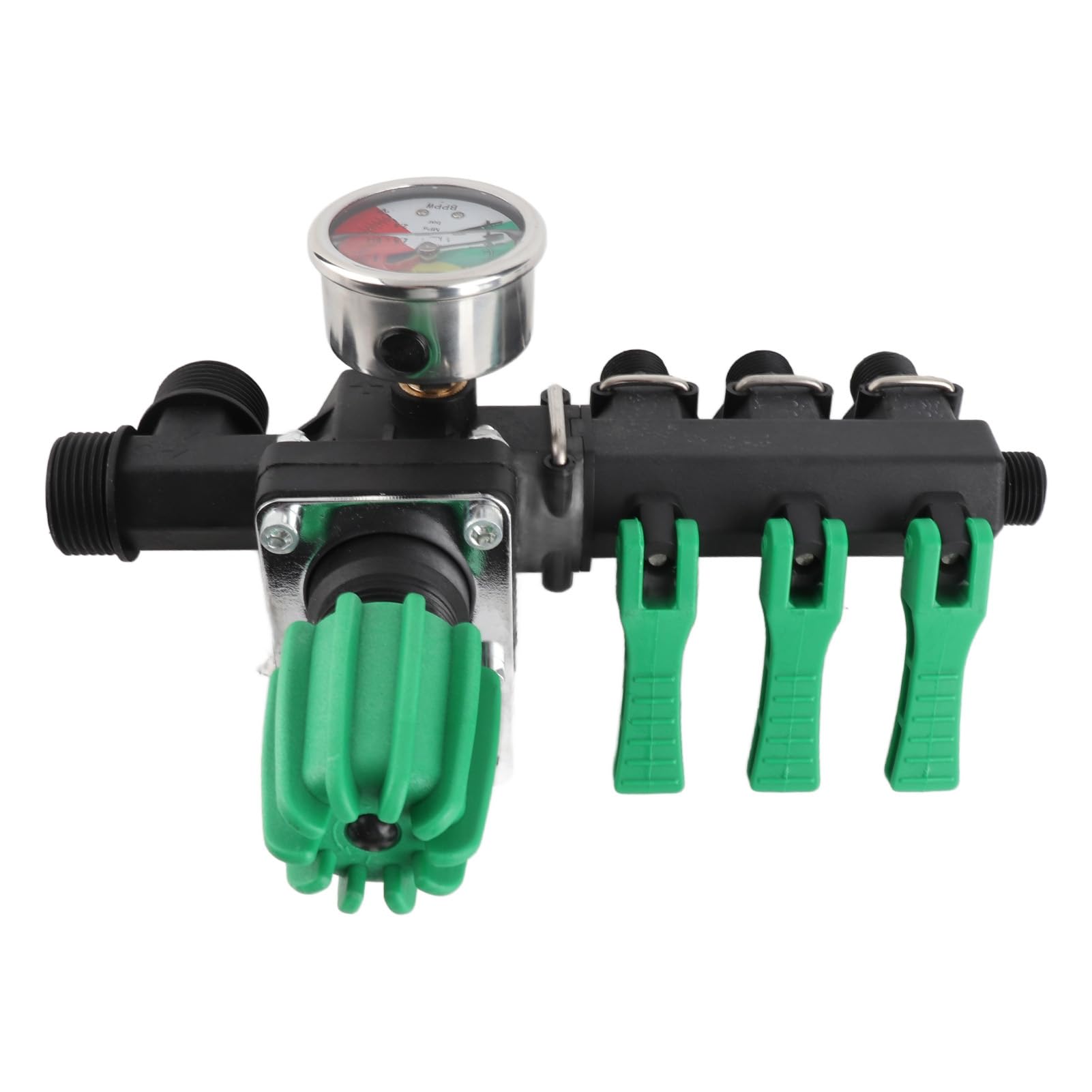 Aramox 3-Wasserverteiler, ABS-Sprühsteuerventil mit Manometer, 3 Schlauchanschlüsse, Einfache Installation für Bauernhof, Garten, Landwirtschaft, Tierhaltung, Aquakultur