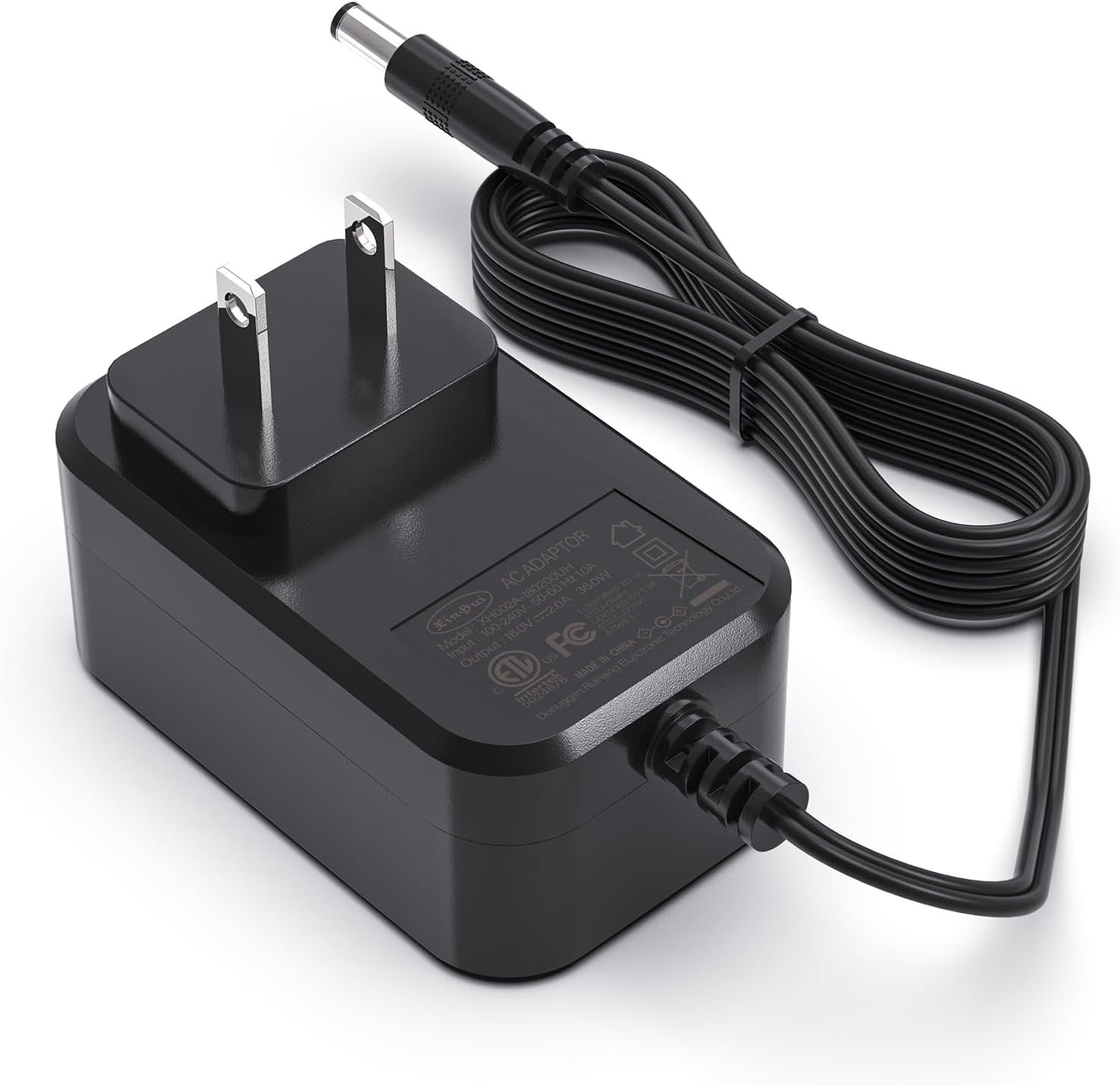 36W 18V 2A Power Adapter | AC 100-240V to DC 18 Volt, 5.5 x 2.1mm Plug