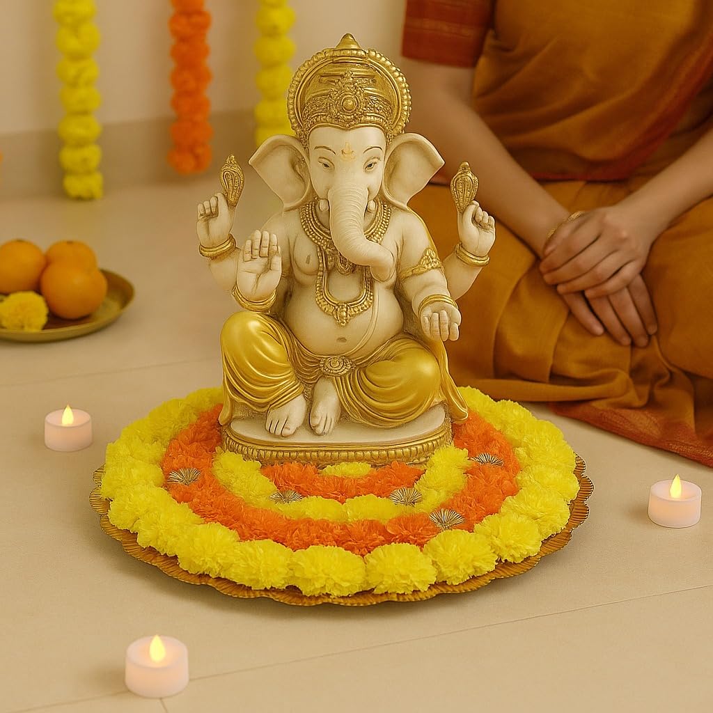 Handmade Genda Marigold Rangoli Mat - Diwali Decor -3