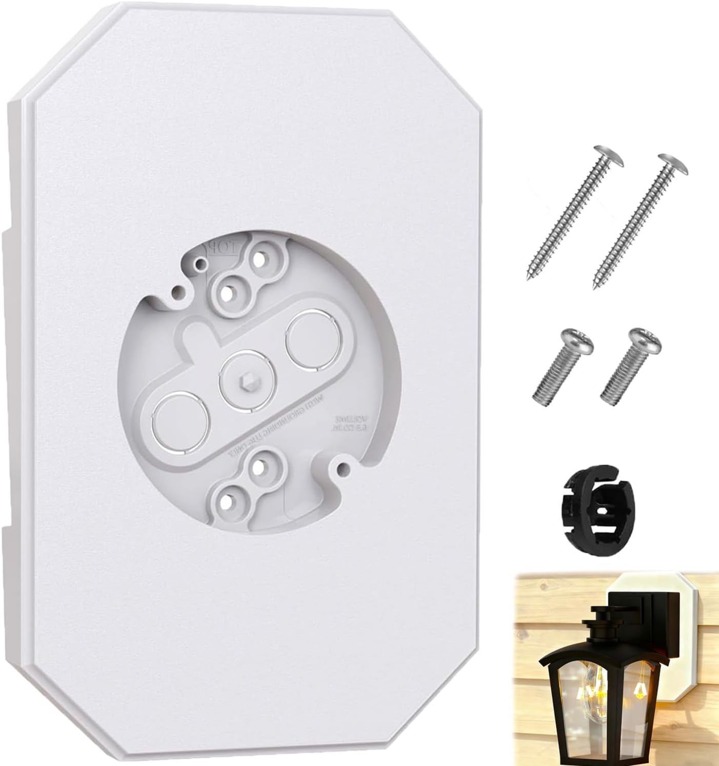 Vinyl Siding Mounting Blocks for 1/2 inch Lap Double and 4 inch Siding, Outdoor Light Mounting Block with Built-in Electrical Box,White
