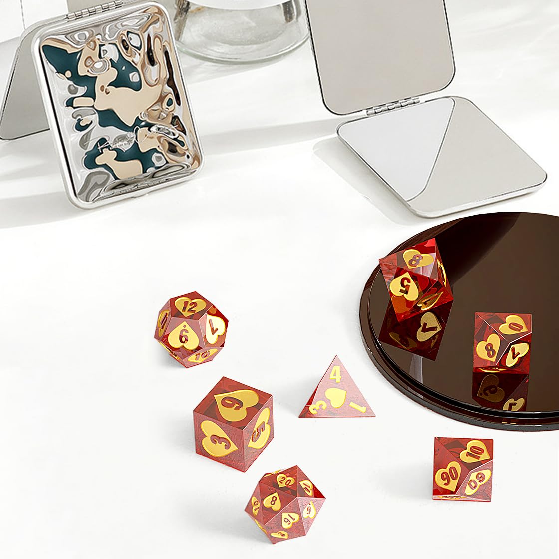 HyzaPhix Moule En Silicone Pour Dés De Jeu De Rôle – Set De 7 Dés Polyédriques D4 à D20 – Personnalise Tes Dés D&D – Réutilisable Et Facile à Démouler