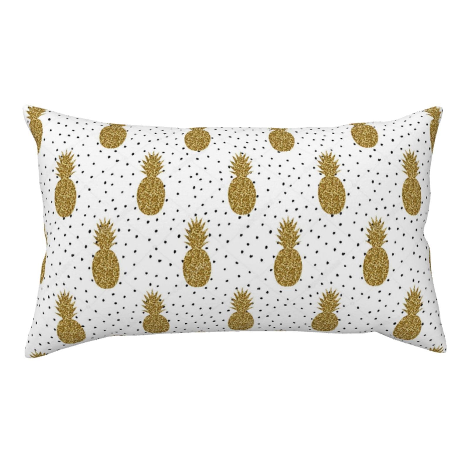 WSHFFILO Gold Glitter Pineapples Fruit printed Pillow Case 20x36in Corduroy Throw Pillow Cover