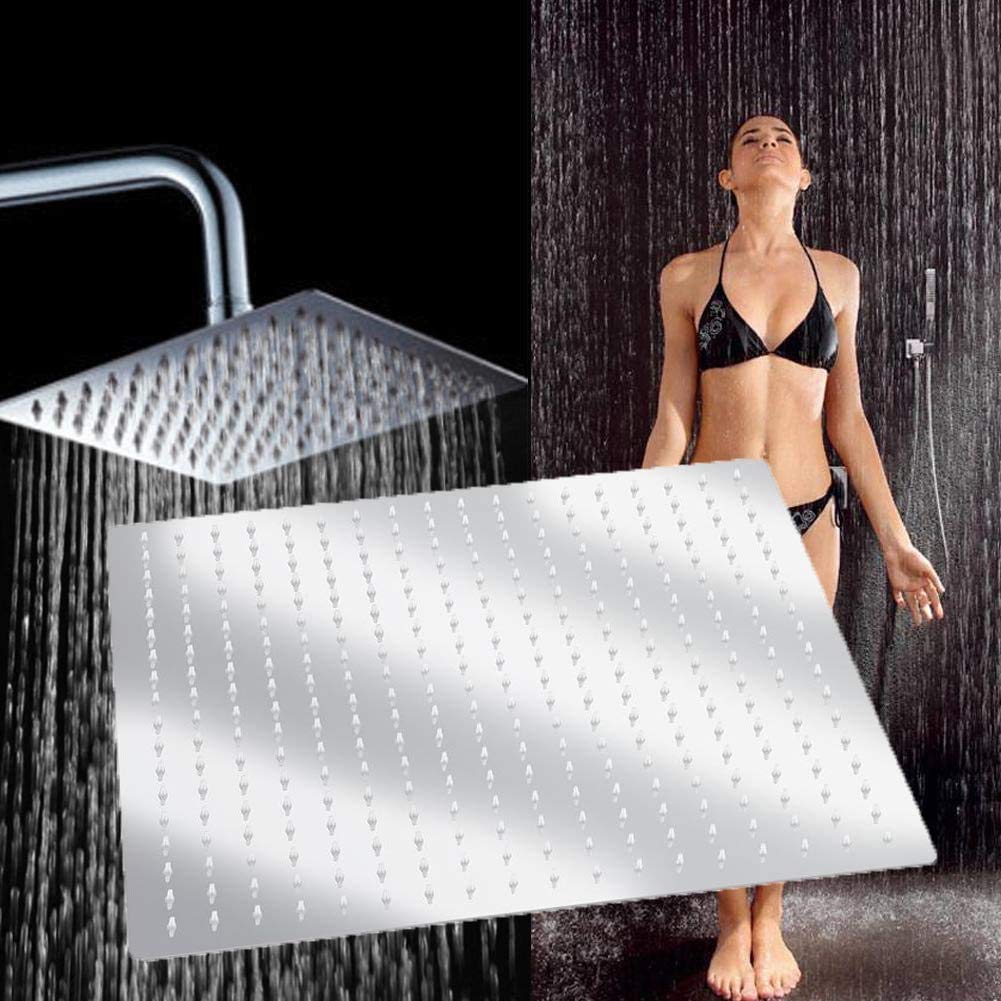 Ducha de Lluvia Empotrada, 50 x 50 cm, Metálico Brillante, Acero Inoxidable, Cabezal de Ducha Estilo Moderno