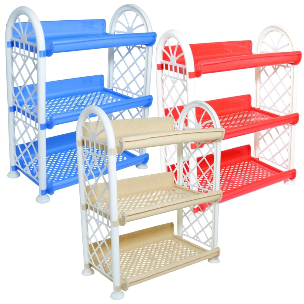 Simply Home Storewell 3 Tier Plastic Multipurpose Storage Organizer-Easy to Fit, Wall Hanging Durable & Lightweight Rack for Kitchen, Bathroom,Kids & Office - | Set of 3 | Blue RED Yellow-image-31