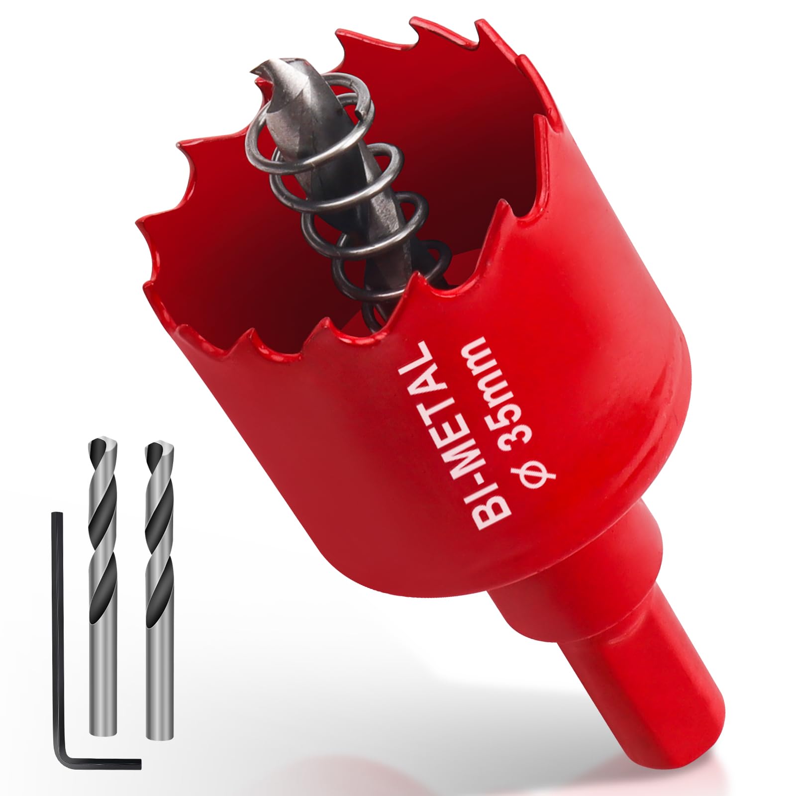 Yeepeo Lochsäge, Universal HSS M42 Bi-Metall Lochsägen, Lochkreissäge mit Sechskant-Schaft und Bohrer Lochbohrer Set Bohrkrone für Holz, Rigips, Trockenbau, Kunststoffe, 1 Stück Rot