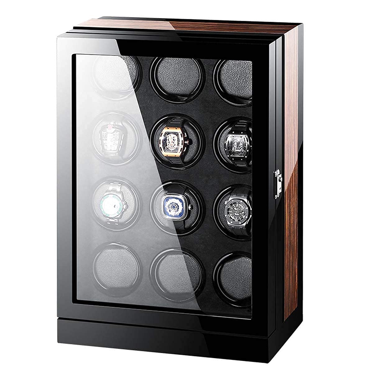 OLSKFUH Wooden Automatic Watch Winder Storage Box With Lcd Touch Screen Automatic Rotations Wooden Safe Led Winder Box Watch Display Winder Wall Safes,