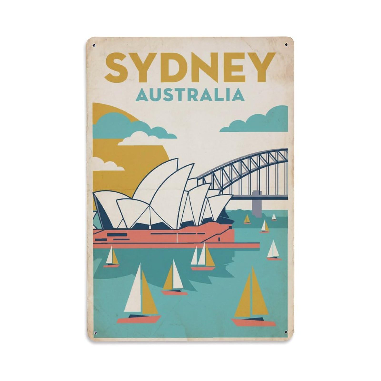 Gead 8X12inch Style Travel Retro Australia Sydney Metal Tin Sign