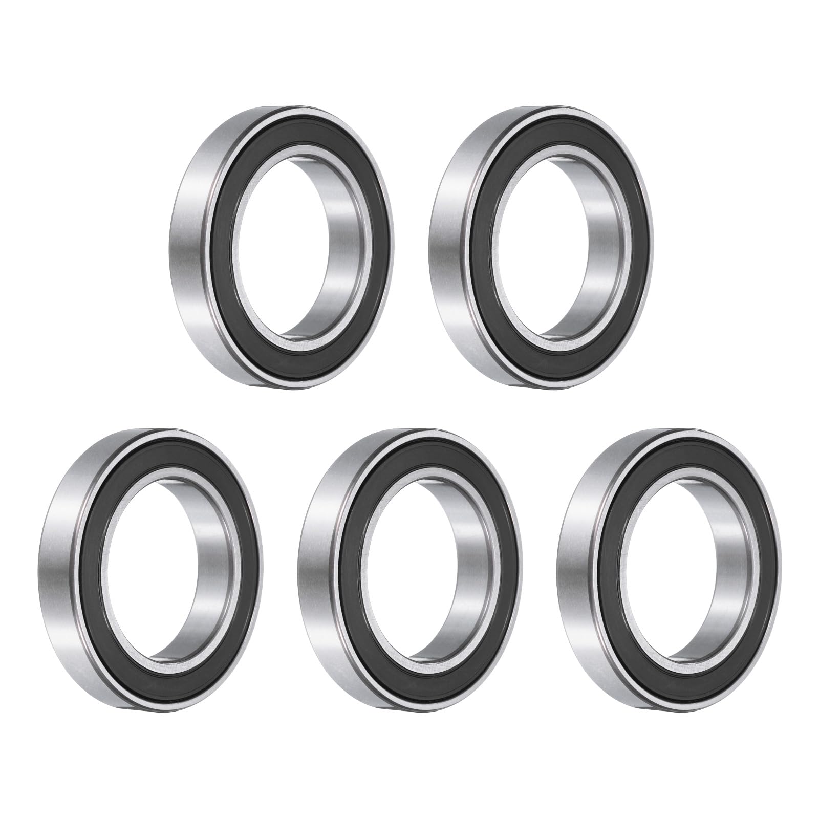 sourcing map 5pcs 6907-2RS Bearing 35x55x10mm, Chrome Steel Double Rubber Seals Precision Bearing, Lubricated Deep Groove Ball Bearings, P6 (ABEC 3)