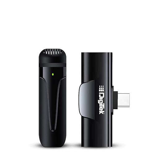 Digitek (DWM-001 Wireless Microphone & Receiver with Type C, Compatible for Noise Cancellation Mic Suitable for Vlog You Tube Live Streaming Video Recording and More at Rs. 699