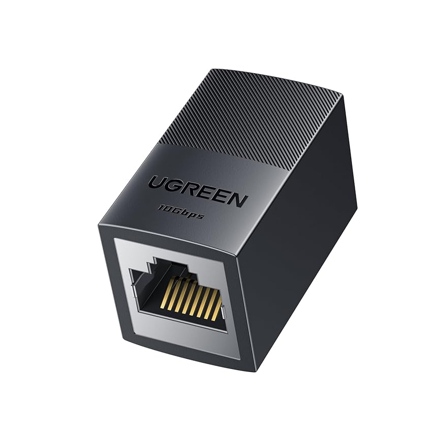 UGREEN Adattatore RJ45 10Gbps Connettore di Estensione Lan Accoppiatore Compatibile POE con Funzione di Protezione per Prolungare di Cavi Gigabit Ethernet Cat7/ Cat6/ Cat5e (Nero, 2 Pezzi)