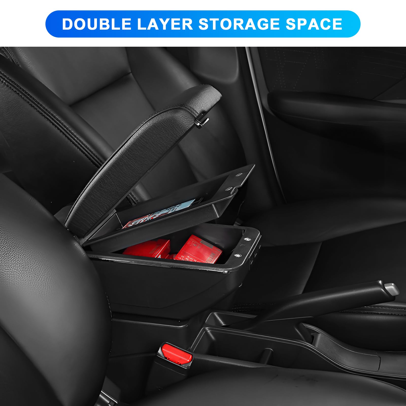 Auto Bracciolo Compatibile con Opel/Vauxhall Astra J 2009-2015 Scatola Portaoggetti per Bracciolo Console Centrale Poggiabraccio Braccio vano Portaogget Doppio Strato con 7 Porte di USB